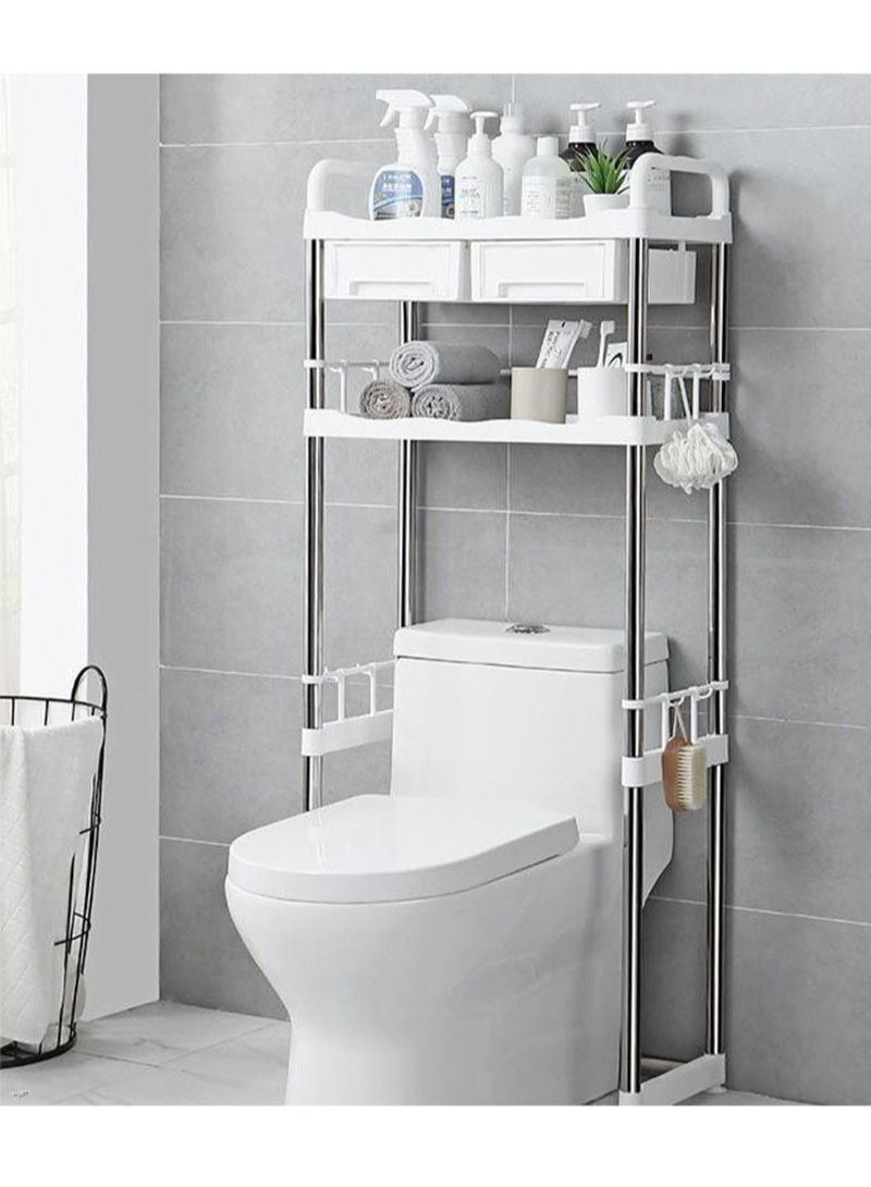 AGD Bathroom  Storage Rack With Drawer White 69x26x144cm - Image 1