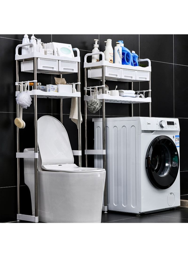 AGD Bathroom  Storage Rack With Drawer White 69x26x144cm - Image 2
