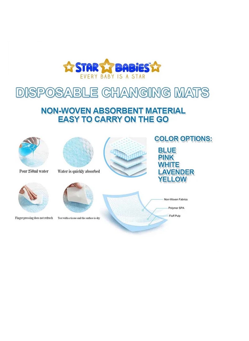 STAR BABiES Star Babies - Combo Pack of 2- Disposable Changing Mat Pack of 12 with Bamboo Towel - Blue  - Image 4