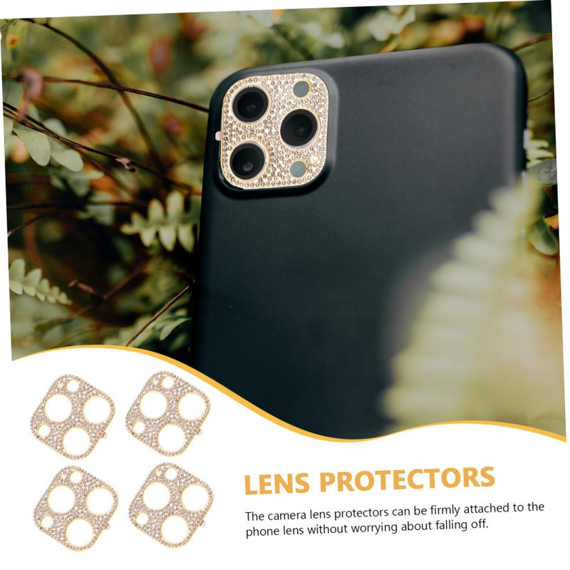 4Pcs Gold Camera Lens Protector Diamond Cover Scratch Resistant Easy Installation - Image 5