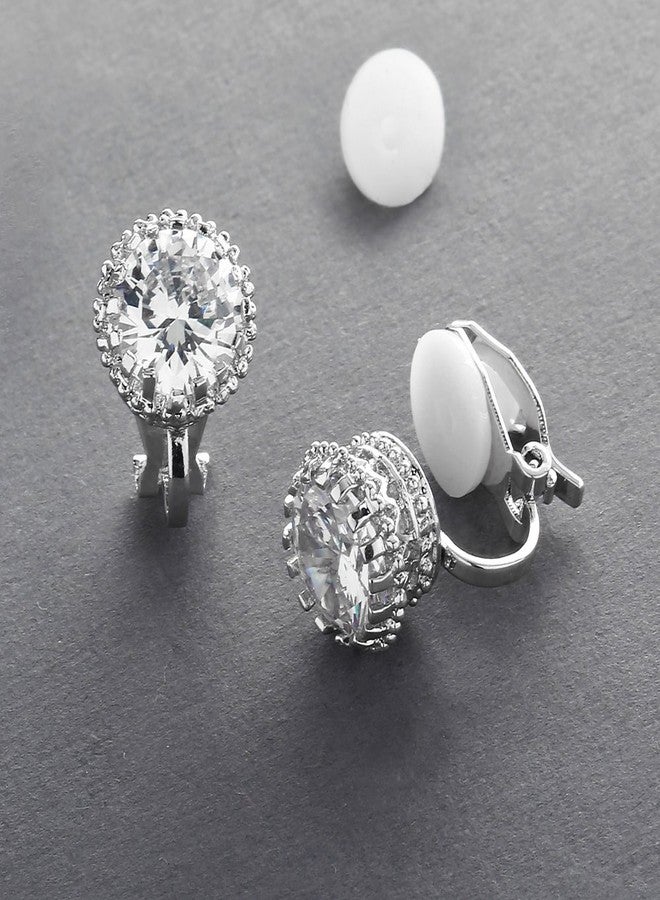 Mariell Clip-On Cubic Zirconia Crystal Stud Earring, 2 Cwt., for Wedding, Bride, Prom, Birthday Gift - Image 5