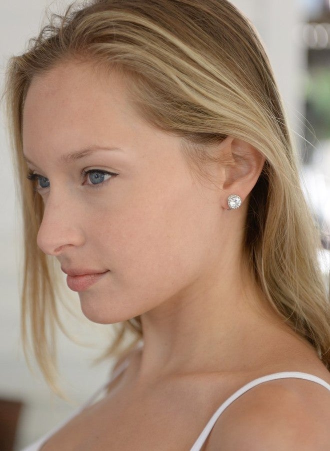 Mariell Clip-On Cubic Zirconia Crystal Stud Earring, 2 Cwt., for Wedding, Bride, Prom, Birthday Gift - Image 4