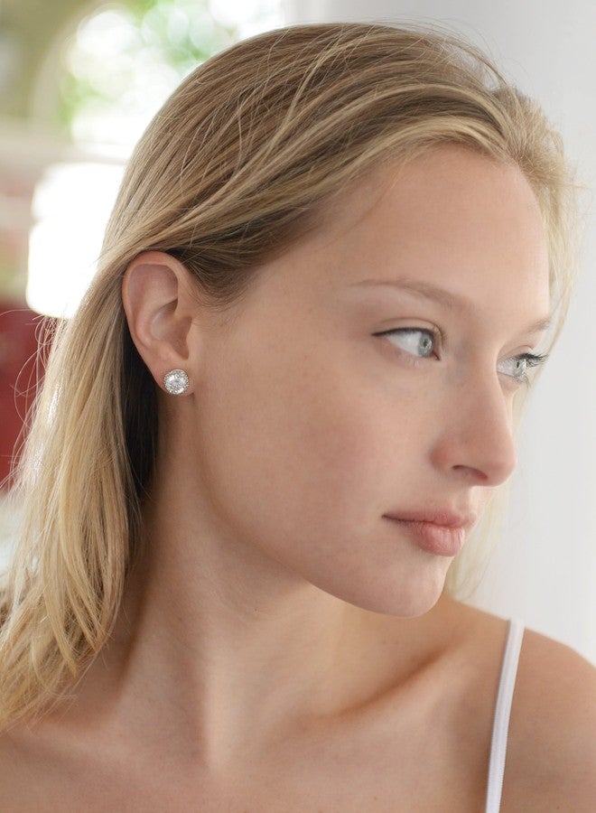 Mariell Clip-On Cubic Zirconia Crystal Stud Earring, 2 Cwt., for Wedding, Bride, Prom, Birthday Gift - Image 3