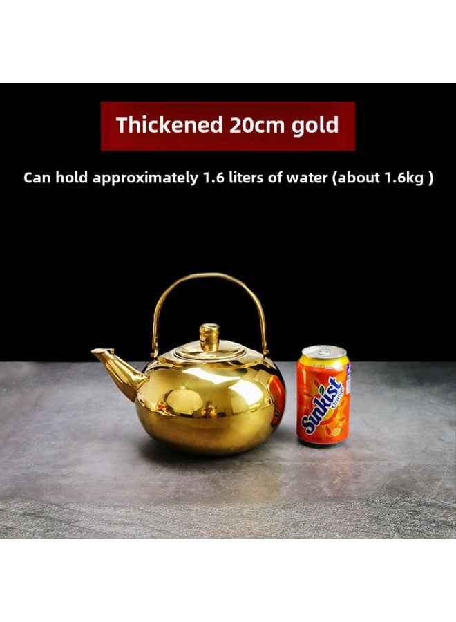 Special Offer Stainless Steel Teapot Restaurant Teapot With Strainer Household Kettle Large Capacity Hotel And Restaurant Kettle-Color:Free Engraving Starting From 10 Pieces-Capacity:Linglong Pot 20cm Gold Upgraded Thickened Version  - Image 1