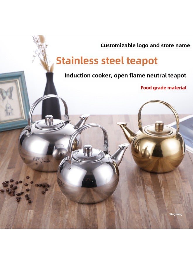 Special Offer Stainless Steel Teapot Restaurant Teapot With Strainer Household Kettle Large Capacity Hotel And Restaurant Kettle-Color:Free Engraving Starting From 10 Pieces-Capacity:Linglong Pot 20cm Gold Upgraded Thickened Version  - Image 2