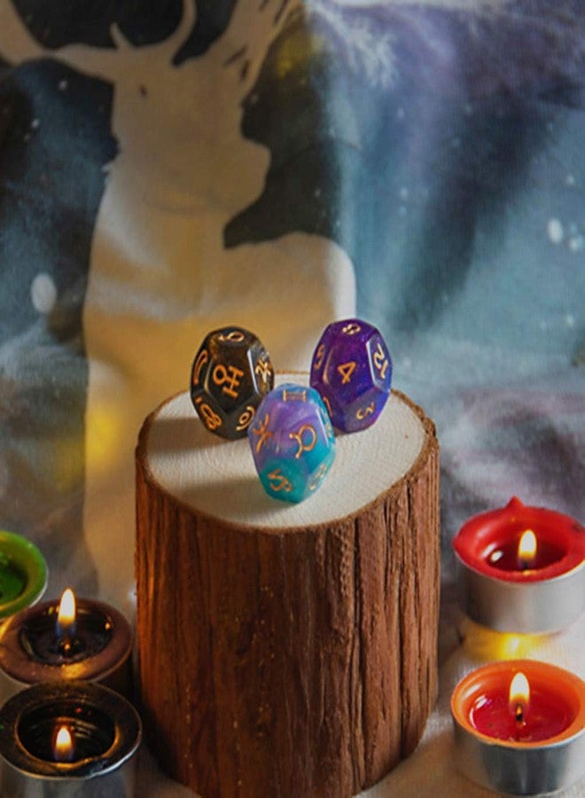 CREEBUY 3 Pieces Astrology Dice Acrylic Pearl Astrological Dice for Constellation Divination Accessory 3 Colors D12 Glitter Astro Dice Set Tarot Assories - Image 4