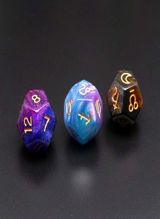 CREEBUY 3 Pieces Astrology Dice Acrylic Pearl Astrological Dice for Constellation Divination Accessory 3 Colors D12 Glitter Astro Dice Set Tarot Assories - Image 2