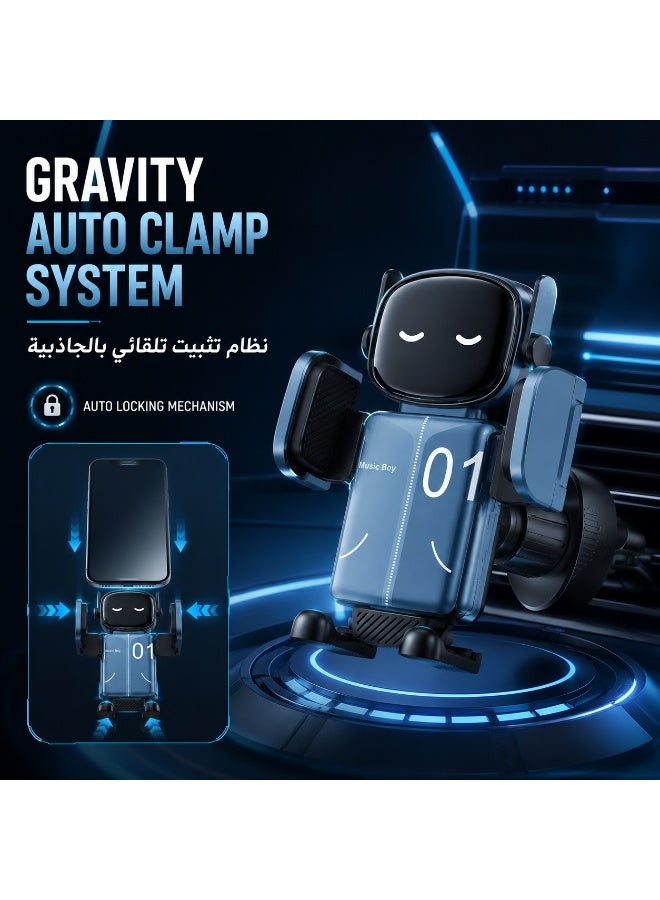 حامل الهاتف الذكي «Smart Gravity Car» – حامل يدوي واحد مع مشبك للسيارة، حامل هاتف يدور 360 درجة لفتحة التهوية، قبضة روبوتية ثابتة مانعة للانزلاق لضمان القيادة الآمنة (65–85 مم) - Image 4