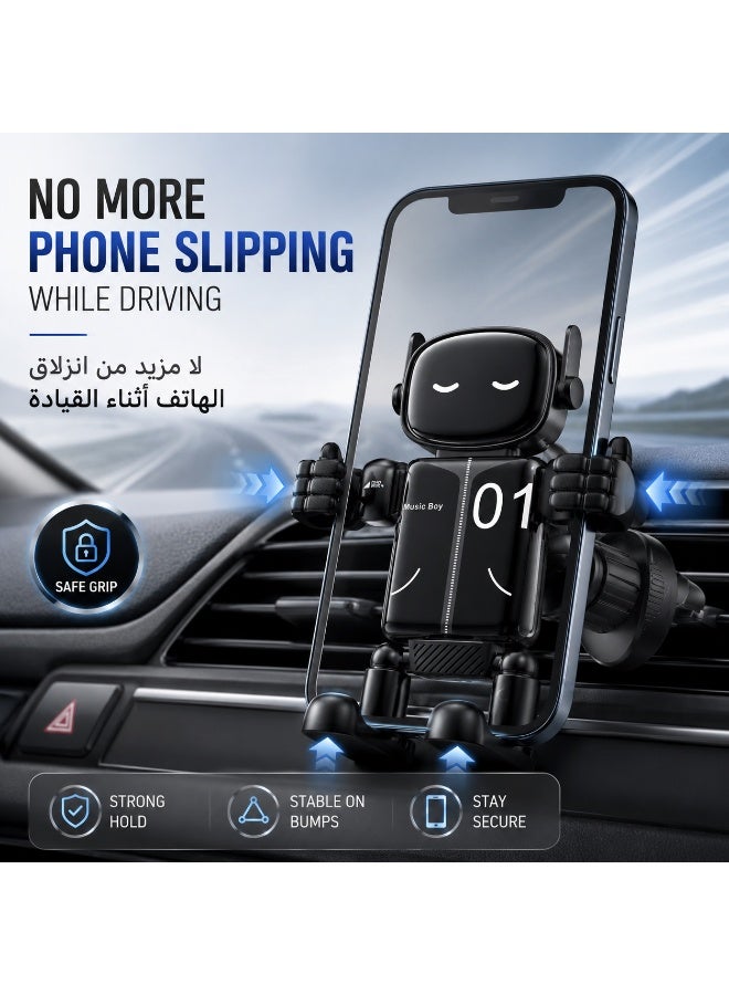 حامل الهاتف الذكي «Smart Gravity Car» – حامل يدوي واحد مع مشبك للسيارة، حامل هاتف يدور 360 درجة لفتحة التهوية، قبضة روبوتية ثابتة مانعة للانزلاق لضمان القيادة الآمنة (65–85 مم) - Image 3