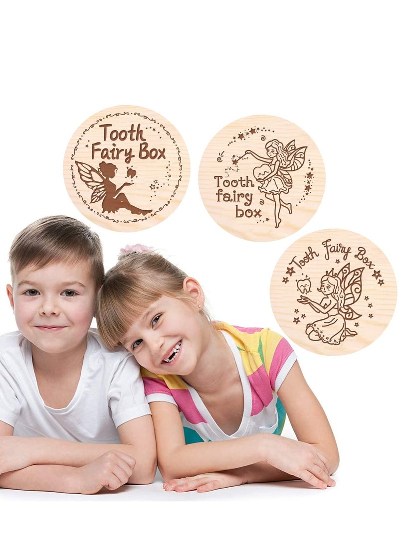 SYOSI - 3 Wooden Tooth Fairy Boxes for Boys and Girls - Tooth Keepsake Boxes for Lost Teeth - Ideal Birthday Presents for Baby Toddlers - Image 1