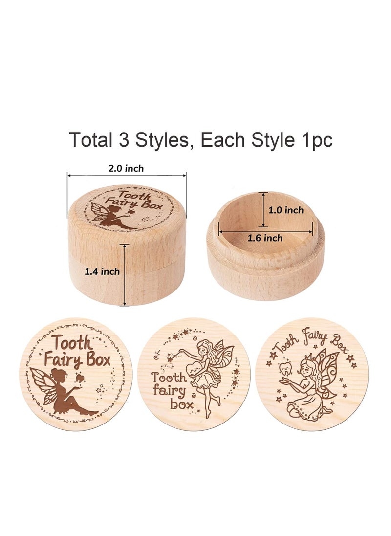 SYOSI - 3 Wooden Tooth Fairy Boxes for Boys and Girls - Tooth Keepsake Boxes for Lost Teeth - Ideal Birthday Presents for Baby Toddlers - Image 1