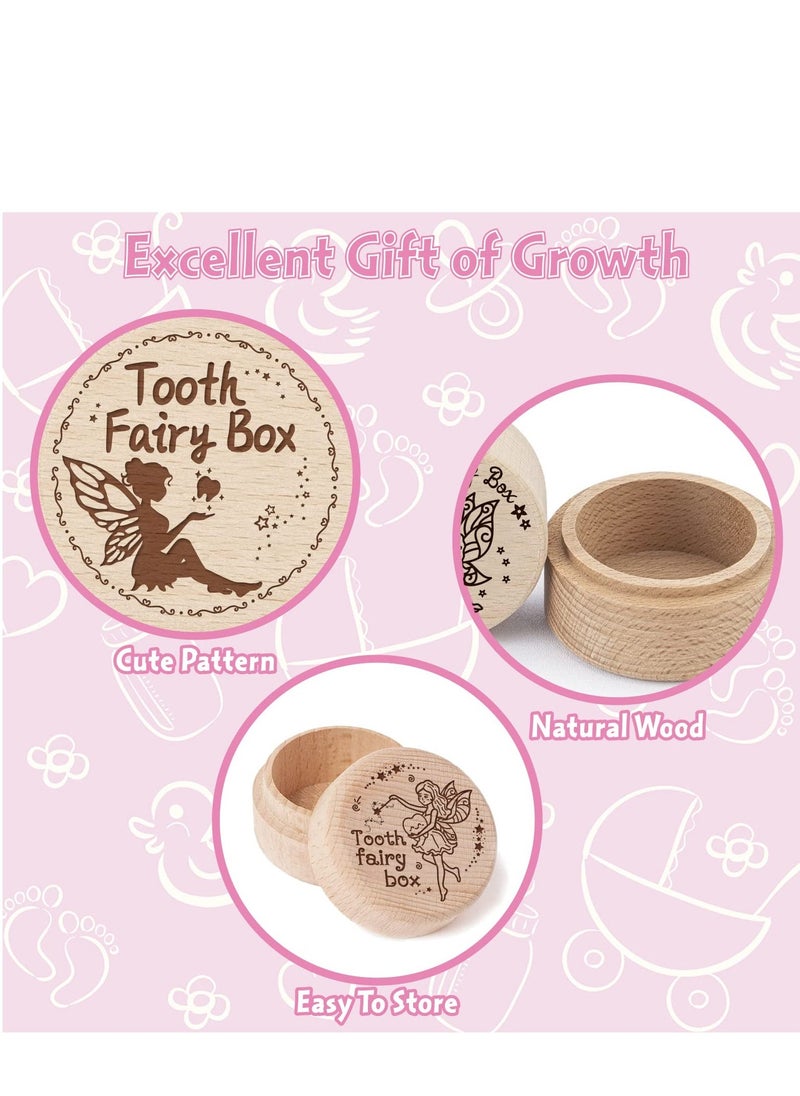 SYOSI - 3 Wooden Tooth Fairy Boxes for Boys and Girls - Tooth Keepsake Boxes for Lost Teeth - Ideal Birthday Presents for Baby Toddlers - Image 1