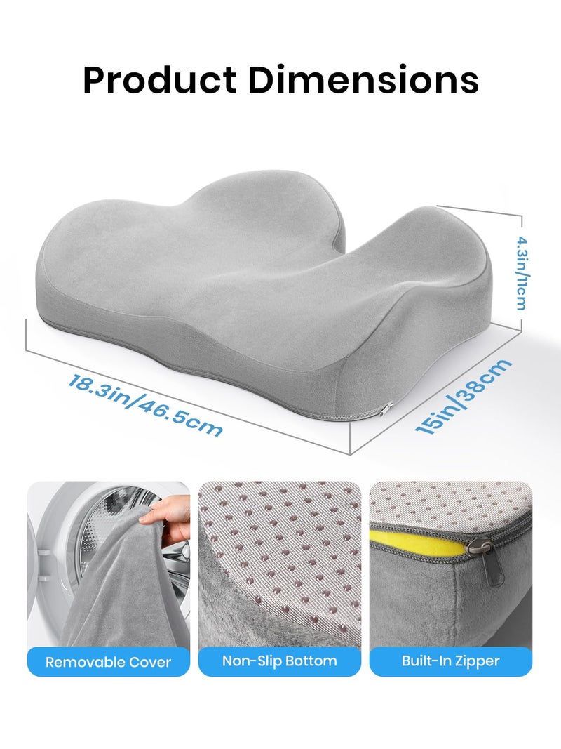 Benazcap Seat Cushion - Memory Foam Car Seat Pad - Sciatica & Lower Back Pain Relief - Car Seat Cushions for Driving - Road Trip Essentials for Drivers, Grey - Image 2
