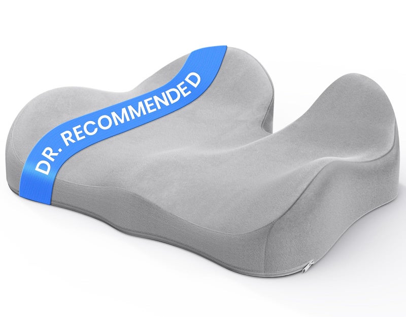 Benazcap Seat Cushion - Memory Foam Car Seat Pad - Sciatica & Lower Back Pain Relief - Car Seat Cushions for Driving - Road Trip Essentials for Drivers, Grey - Image 1