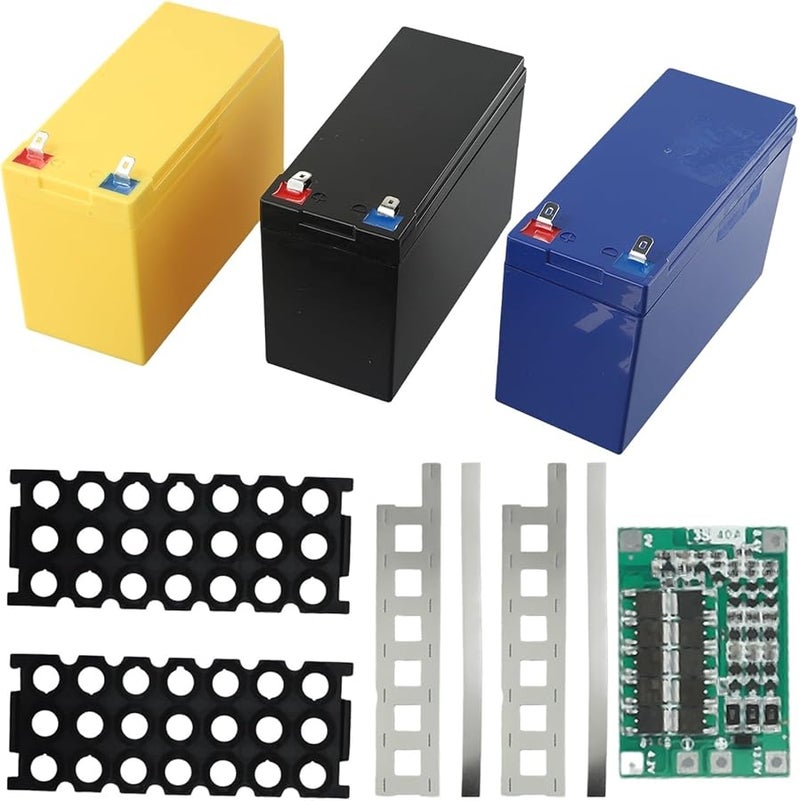 حامل علبة بطارية ABS أصفر 12 فولت 7 أمبير/ساعة 3x7 فتحة مع شريط لوحة PCB اختيارية لاستبدال حزمة بطارية أدوات الطاقة DIY - Image 5