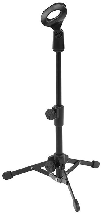 kh Desktop Microphone Stand Tripod, Foldable Mic Mount for Computer Table, Adjustable Height with Mic Clip, Stable and Portable Desktop Mic Holder for Podcasting, Streaming, Voice Recording - Image 1