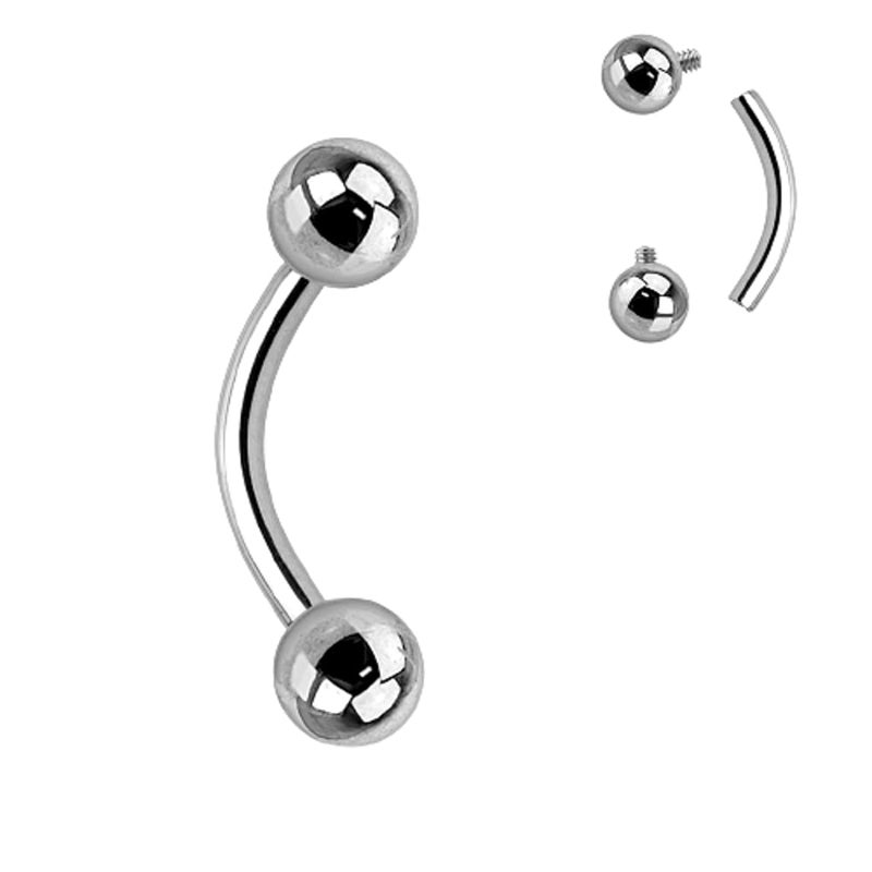 Pierced Owl - Internally Threaded Implant Grade 23 Solid Titanium Curved Barbells, Sold by Piece (14GA - 10mm (3/8") - 3mm Ball Size) - Image 2