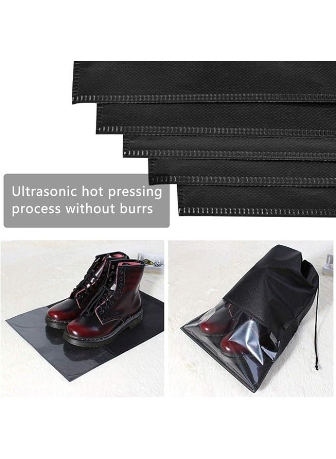 أكياس أحذية للسفر من نسيج غير محبوك مزود بحبل للإغلاق من بايجو، لتخزين الأحذية للرجال والنساء، منظم تعبئة مقاوم للماء، 12 قطعة (أسود) - Image 4