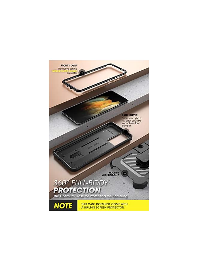 Unicorn Beetle Pro Series Case Designed for Samsung Galaxy S21 Ultra 5G (2021 Release), Full-Body Dual Layer Rugged Holster & Kickstand Case Without Built-in Screen Protector