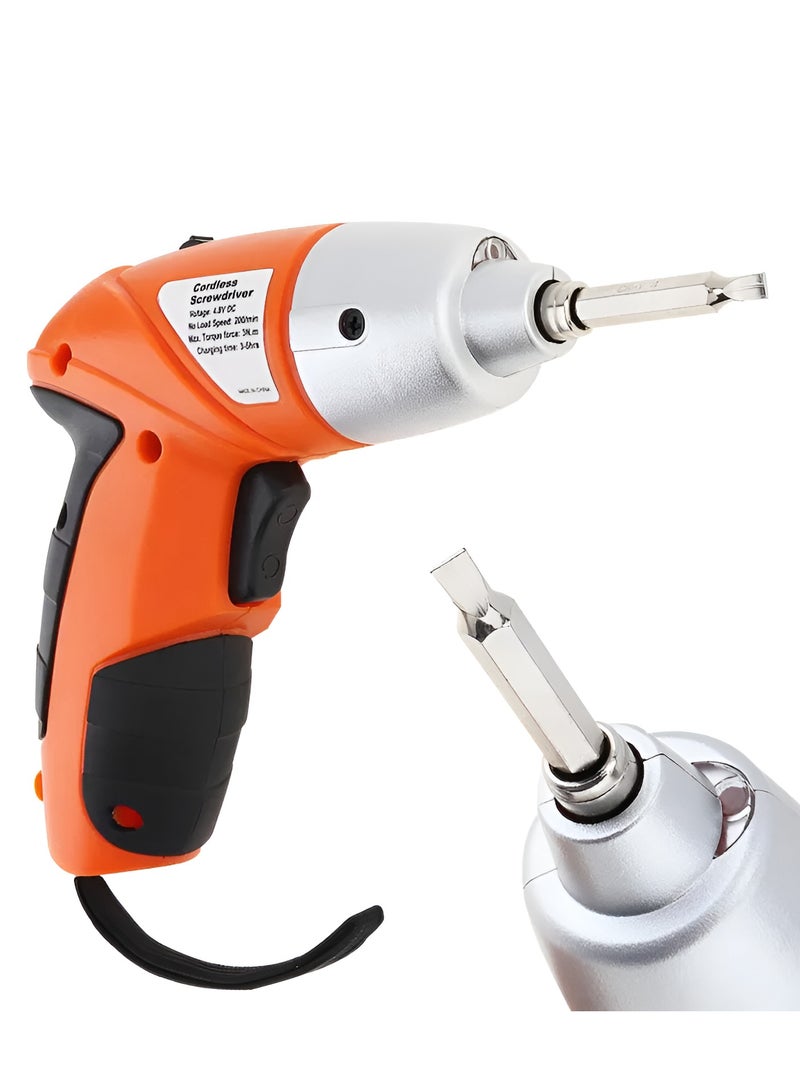 Reko Cordless Power Screwdriver Kit Rechargeable Electric 45pcs Cordless Drill Sets with Bidirectional Button and LED Light Drilling and Keyless No Noise Cordless Screwdriver Orange/Black  - Image 4