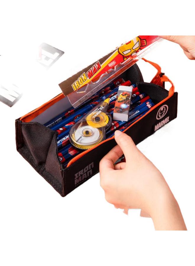 Disney Student Pencil Case, Large Capacity Stylish Children'S Stationery Storage Bag For Boys, Elementary School Student School Supplies Pencil Case, Marvel Orange Black Ma45368B2-6 - Image 1