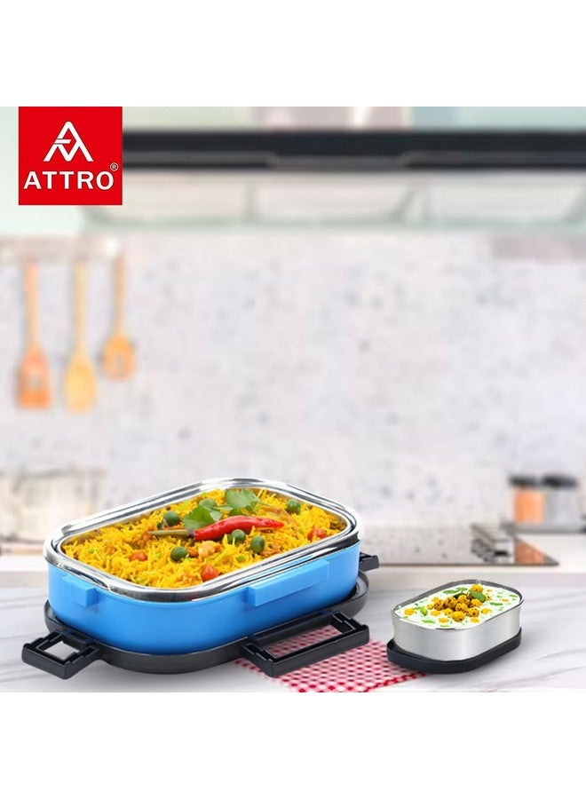 Attro Meal Time Stainless Steel Insulated Airtight Leak-Proof Lunch Box for Office, School, Picnic, 800 Ml - Sky Blue - Image 5
