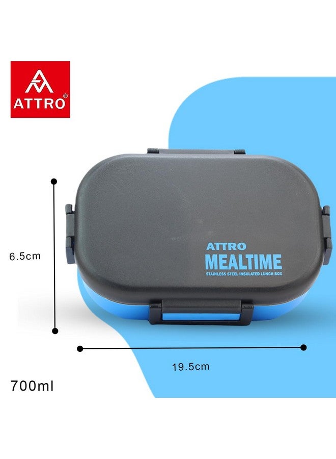 Attro Meal Time Stainless Steel Insulated Airtight Leak-Proof Lunch Box for Office, School, Picnic, 800 Ml - Sky Blue - Image 3