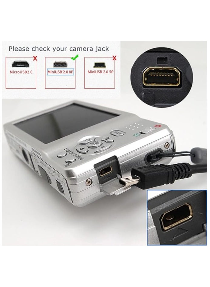 erorex - Replacement Camera Transfer Data Sync Charger Cable Charging Cord Compatible with Panasonic Lumix Camera DMC-G7 DMC-S5 DMC-ZS25 DMC-TZ35 ZS40 ZS50 TS30 SZ3 TZ8 TZ11 TZ15 TZ24 F2 FH25 FH4 FH5 & More - Image 1