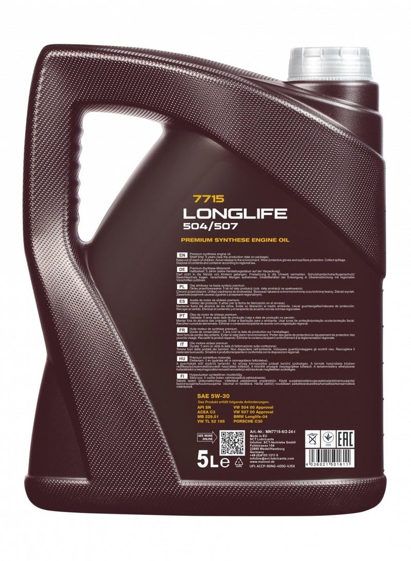 Mannol Engine Oil LongLife 504/507 5W-30 (VAG) 5L - Image 2