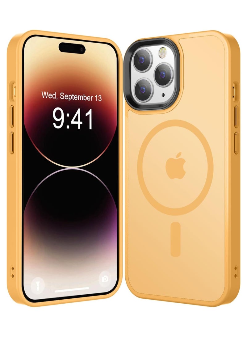 Magnetic Case For iPhone 11 Pro Max Case Compatible with MagSafe Military Grade Protection Shockproof Translucent Matte Case Anti Scratch Shockproof Phone Case (Orange)  - Image 1