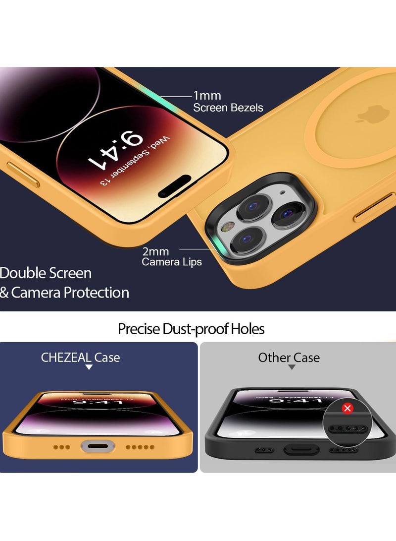 Magnetic Case For iPhone 11 Pro Max Case Compatible with MagSafe Military Grade Protection Shockproof Translucent Matte Case Anti Scratch Shockproof Phone Case (Orange)  - Image 2