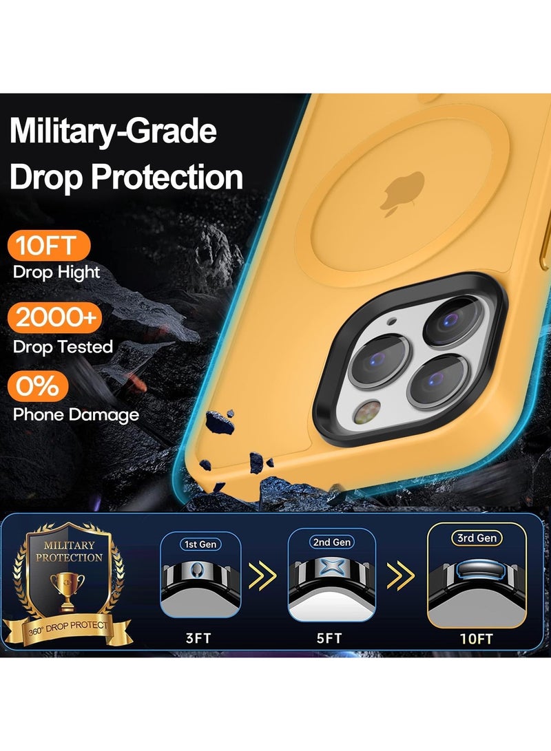 Magnetic Case For iPhone 11 Pro Max Case Compatible with MagSafe Military Grade Protection Shockproof Translucent Matte Case Anti Scratch Shockproof Phone Case (Orange)  - Image 3