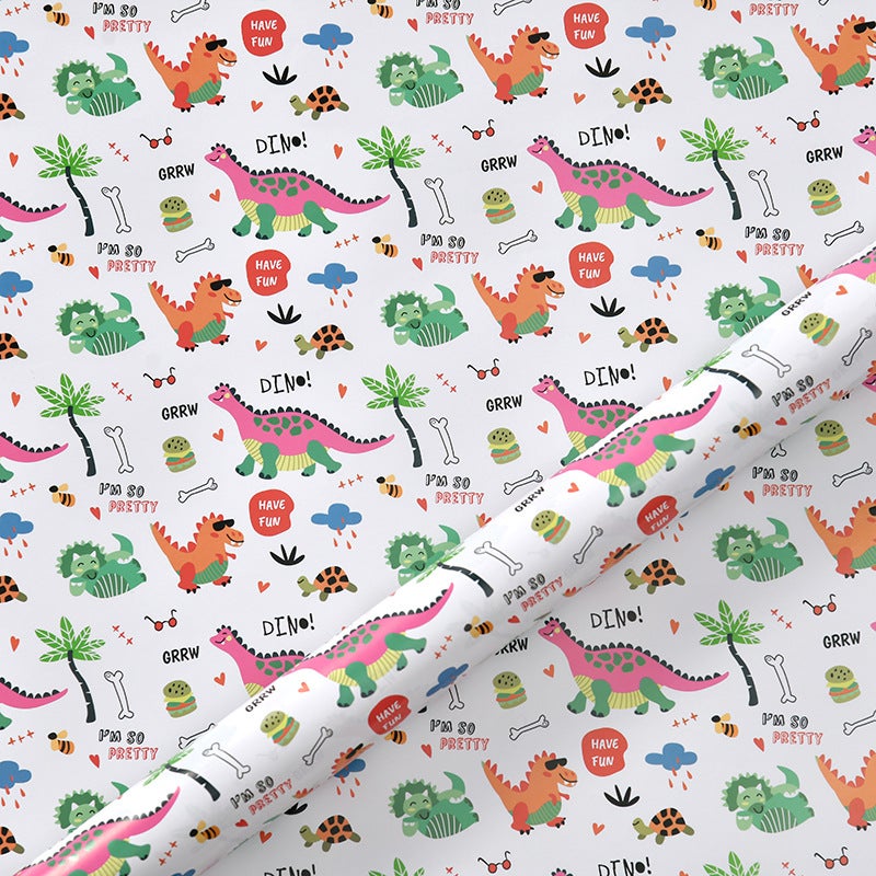 6 Sheets Dinosaur Animal Gift Wrapping Paper Set with Accessories, 70cm x 50cm Holiday Birthday Christmas Party Gift Wrap for Kids, Children's Day, Wedding, DIY Gift Box Decoration - Image 4