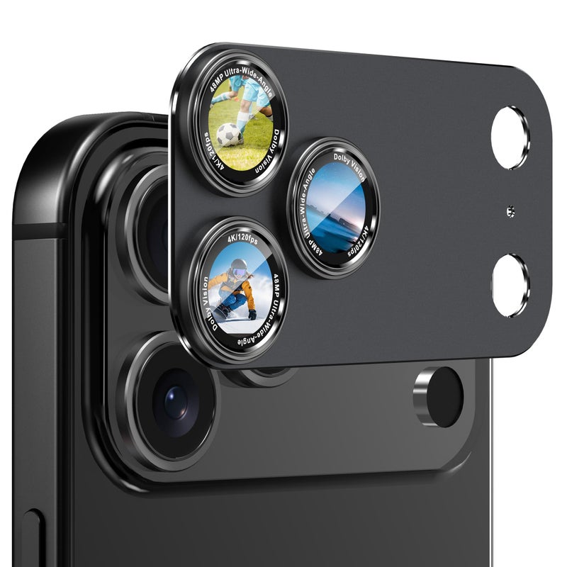 CACOE Camera Lens Protector for iPhone 17 Pro Max - Metal Frame Tempered Glass Cover, [Anti-Scratch] [Drop-Proof][Strong-Adhesion] Camera Screen Cover(Carbon Black) - Image 1