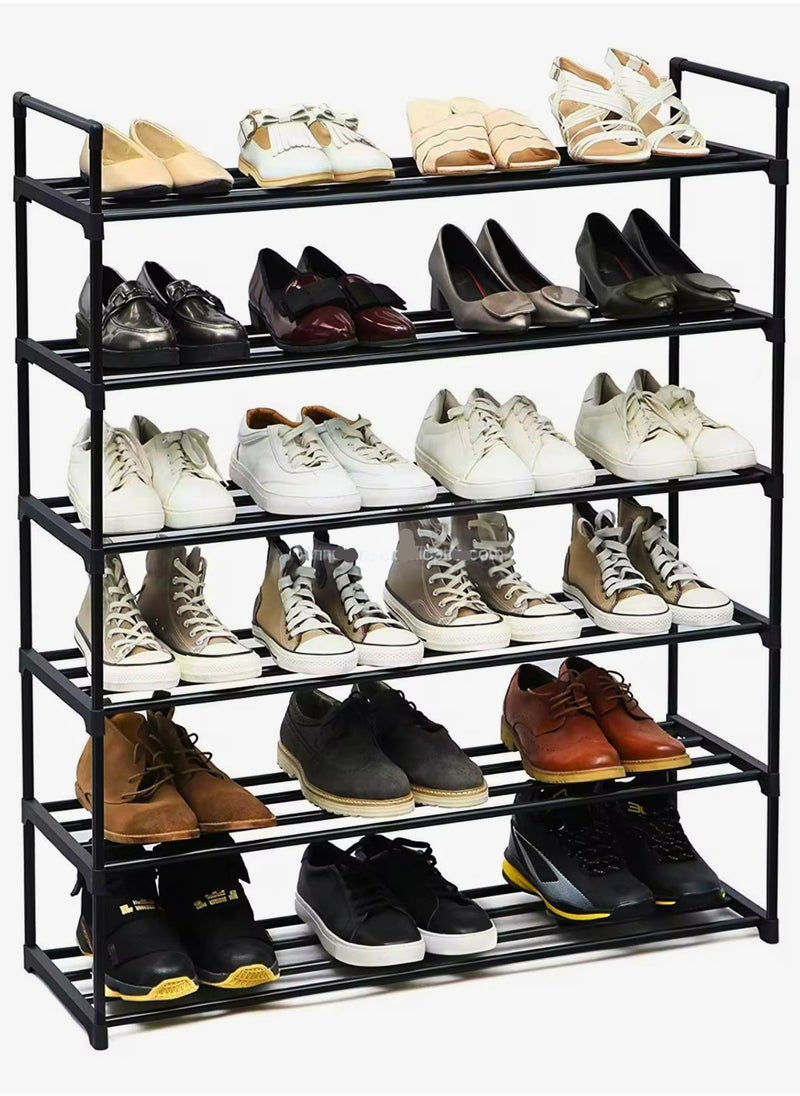 Sortify 6 Tier Shoe Rack and Organiser, Sturdy Metal Shoe Organizer Space Saver for Entryway, Easy to Assemble Compact Shoes Rack with Large Capacity, Free Standing Shoe Storage Cabinet 80x26x109 cm  - Image 1