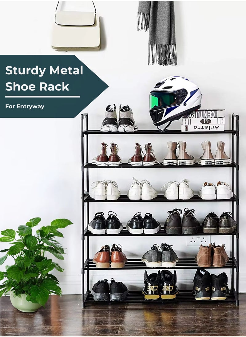 Sortify 6 Tier Shoe Rack and Organiser, Sturdy Metal Shoe Organizer Space Saver for Entryway, Easy to Assemble Compact Shoes Rack with Large Capacity, Free Standing Shoe Storage Cabinet 80x26x109 cm  - Image 2