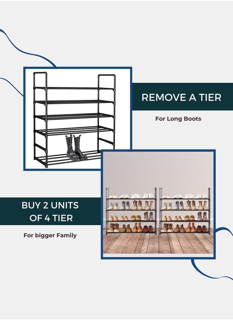 Sortify 6 Tier Shoe Rack and Organiser, Sturdy Metal Shoe Organizer Space Saver for Entryway, Easy to Assemble Compact Shoes Rack with Large Capacity, Free Standing Shoe Storage Cabinet 80x26x109 cm  - Image 5