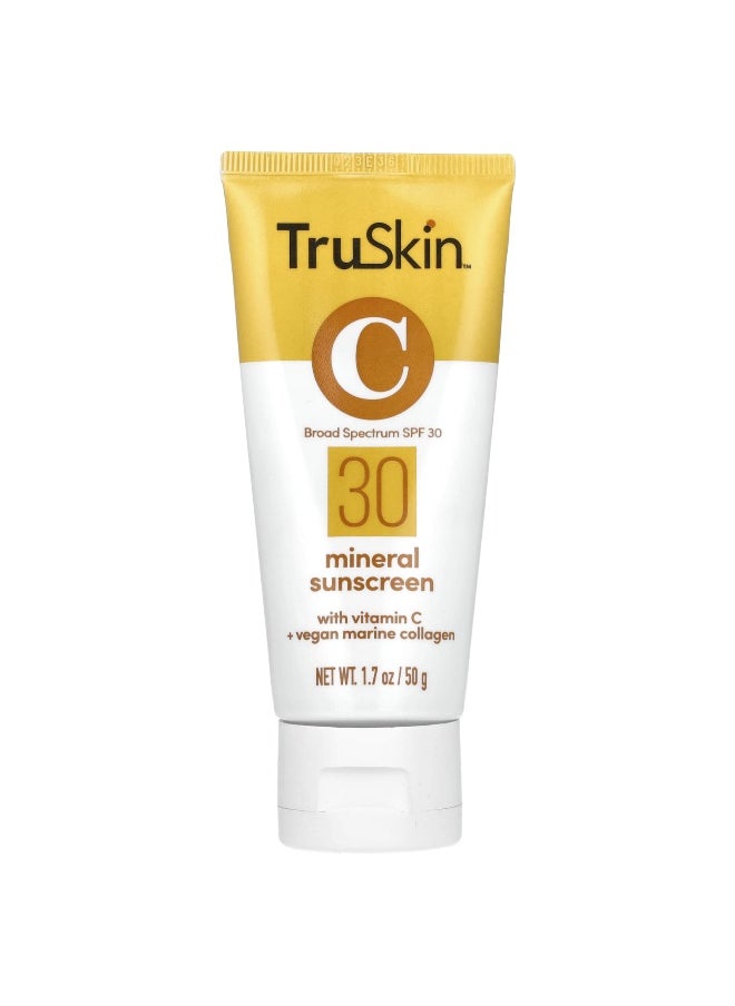 TruSkin TruSkin, Mineral Sunscreen with Vitamin C + Vegan Marine Collagen, SPF 30, 1.7 oz (50 g)  - Image 1