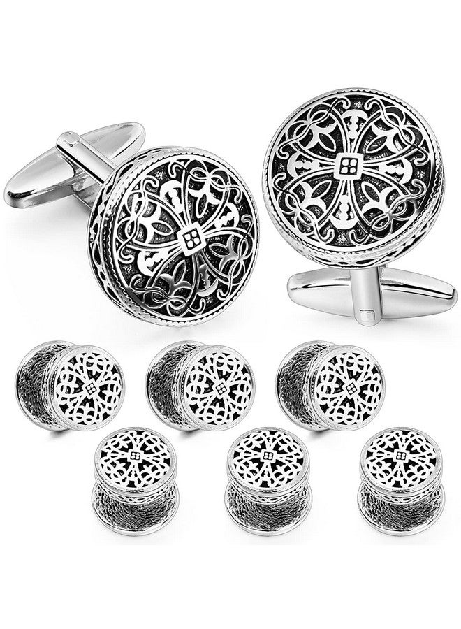 هاوسن أزرار أكمام عتيقة ومسامير قميص سهرة للرجال بنمط زهور عتيقة أفضل هدايا الزفاف والأعمال للرجال مع صندوق - Image 1