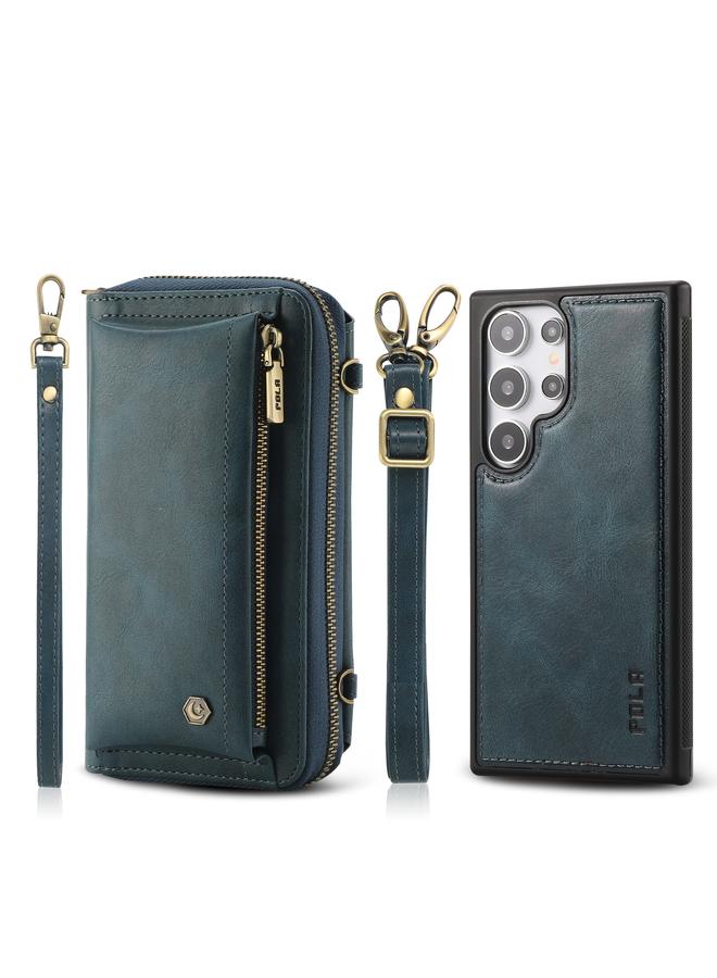 اس-توب جراب هاتف Samsung Galaxy S24 Ultra 5G Crossbody متعدد الوظائف بسحاب ومحفظة جلدية - Image 1