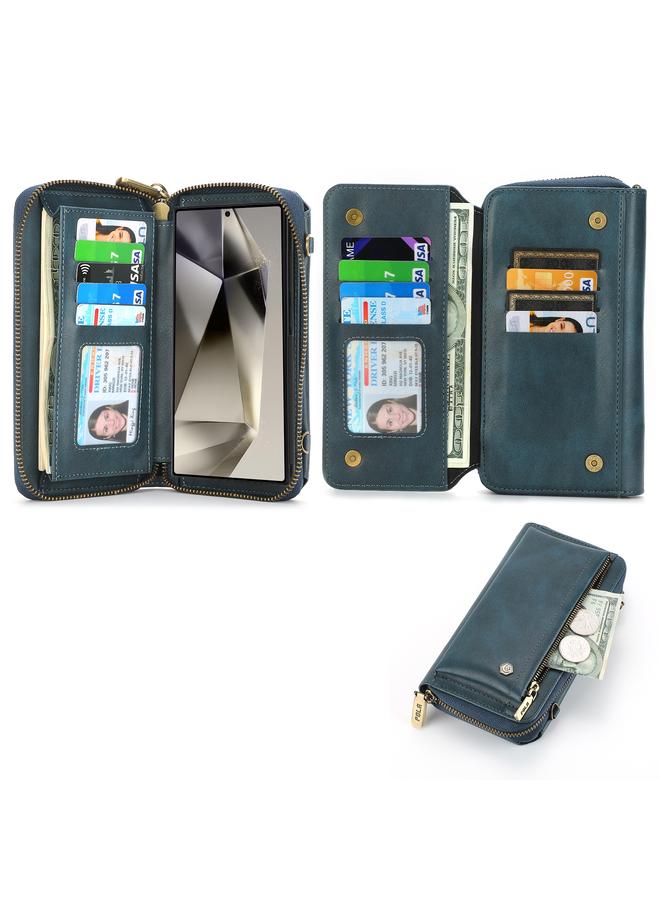 اس-توب جراب هاتف Samsung Galaxy S24 Ultra 5G Crossbody متعدد الوظائف بسحاب ومحفظة جلدية - Image 2