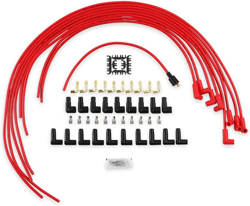 ACCEL 4041R Spark Plug Wire Set - 8mm Super Stock Universal with Graphite Core - Red Wire with Red 90 Degree Boots - Image 1