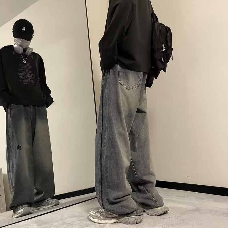 American Style Retro Jeans Men'S Arrival Trendy Brand Design Sense Loose Straight Barrel Yipi Handsome Wide-Leg Pants - Image 1