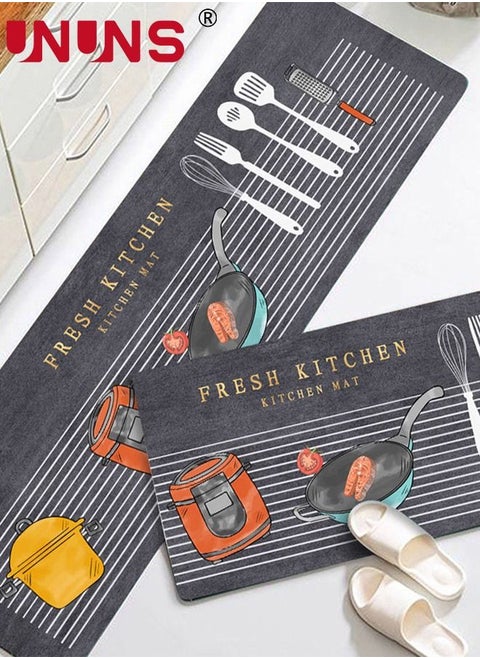 Kitchen Mat Set,2-Piece Anti Fatigue Non Skid Kitchen Rugs And Mats,For Floor Indoor Outdoor Entry Carpet,17.7"x59"+17.7"x29.5"