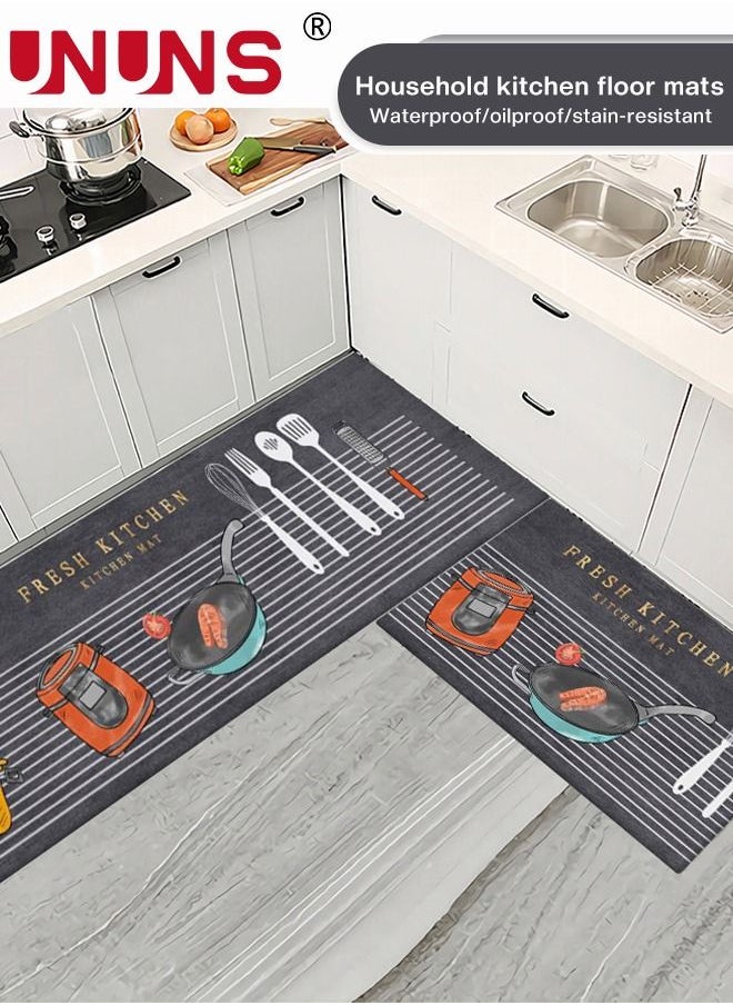 UNUNS - Kitchen Mat Set,2-Piece Anti Fatigue Non Skid Kitchen Rugs And Mats,For Floor Indoor Outdoor Entry Carpet,17.7"x59"+17.7"x29.5" - Image 1