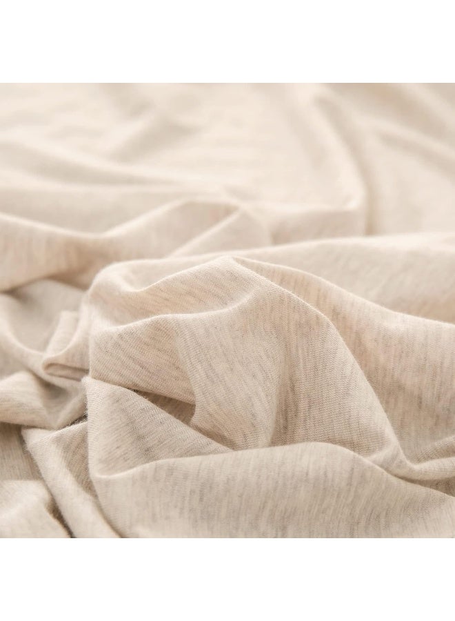 PURE ERA Jersey Knit Flat Top Sheet Only 100% T-Shirt Heather Cotton Super Soft Comfy Breathable (1-Pack, King, Beige)  - Image 5