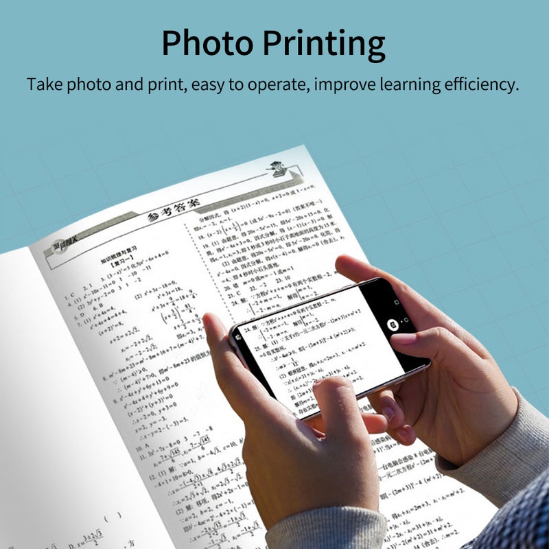 Mini Pocket Printer Portable Thermal Printer 300dpi BT Wireless Printer with 1 Roll Thermal Paper Compatible with Android iOS for Printing Error Photo Memo List Receipt Label Sticker - Image 3