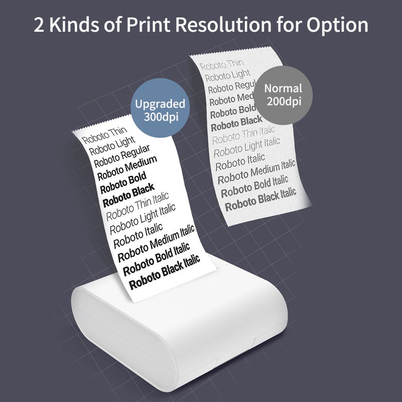 Mini Pocket Printer Portable Thermal Printer 300dpi BT Wireless Printer with 1 Roll Thermal Paper Compatible with Android iOS for Printing Error Photo Memo List Receipt Label Sticker - Image 4