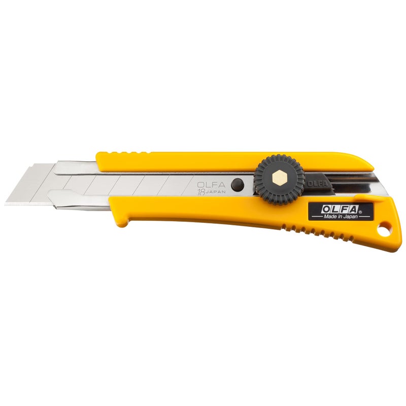 OLFA 18mm Heavy-Duty Utility Knife (L-2) - Multi-Purpose Custom Cutting Depth Precision Knife w/Rubber Inset for Increased Precision & Snap-Off Blade, Replacement Blades: Any OLFA 18mm Blade - Image 1