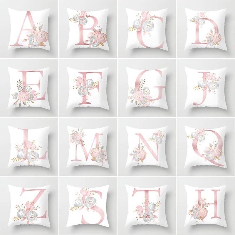Tillskuch Pink Throw Pillow Covers Cute Alphabet Decorative Cushion Covers Square Letter Throw Pillows Protectors for Sofa Couch Bedroom Chair Home Decor 18 x 18 Inch(Y) - Image 2